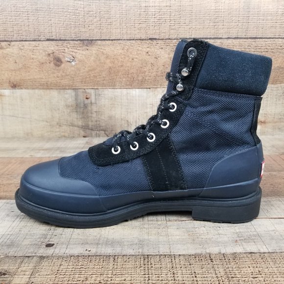 Hunter Original Insulated Commando Men Sz 8 Boot Blue Black Rain Lace Up Lined - Picture 6 of 8